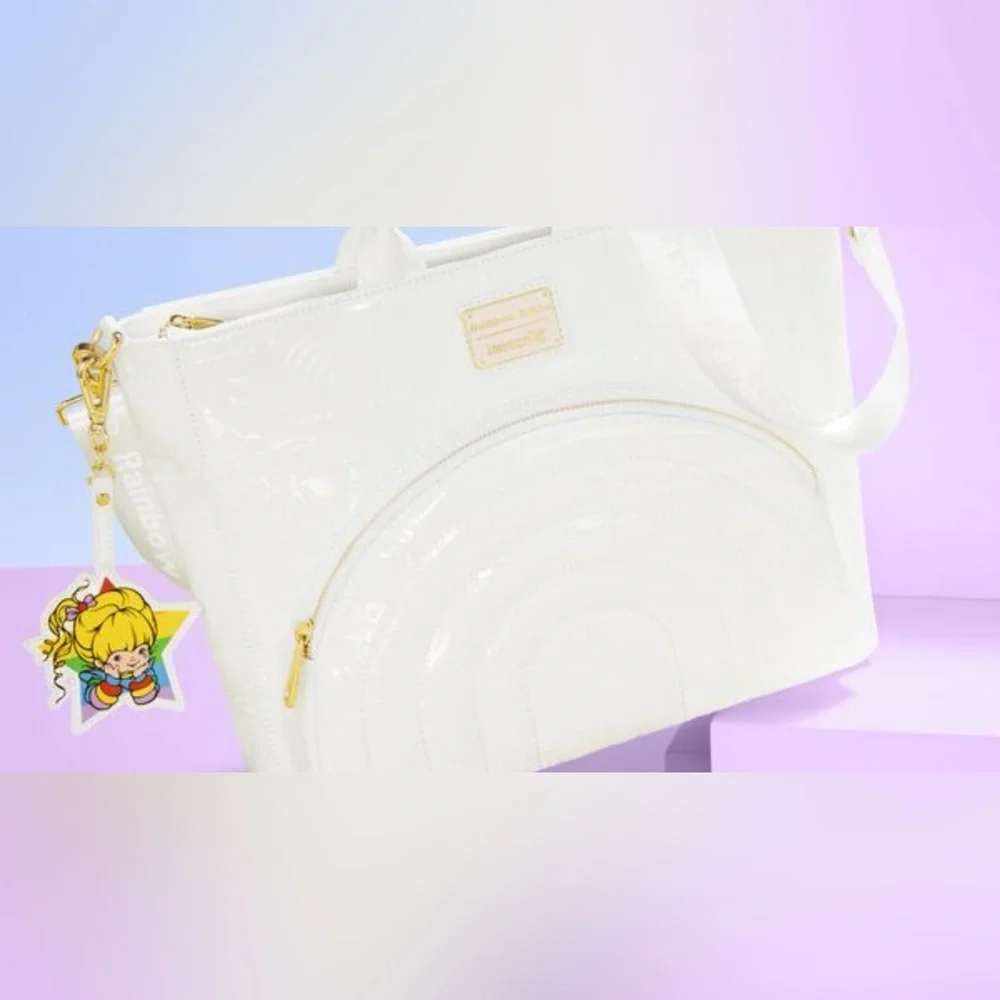 Loungefly Rainbow Brite Iridescent Convertible Tote and Bag Charm NWT